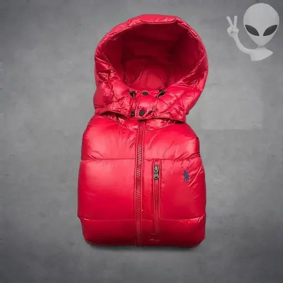 Polo Ralph Lauren Medium Red Gorham Goose Down Puffer Jacket Parka Coat Hooded